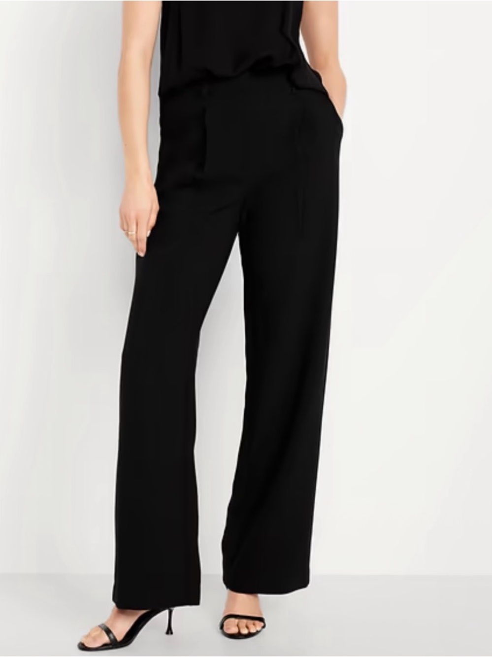 Old Navy Black Extra High Rise Full Length Wide Leg Pants Trousers NWT XL Office